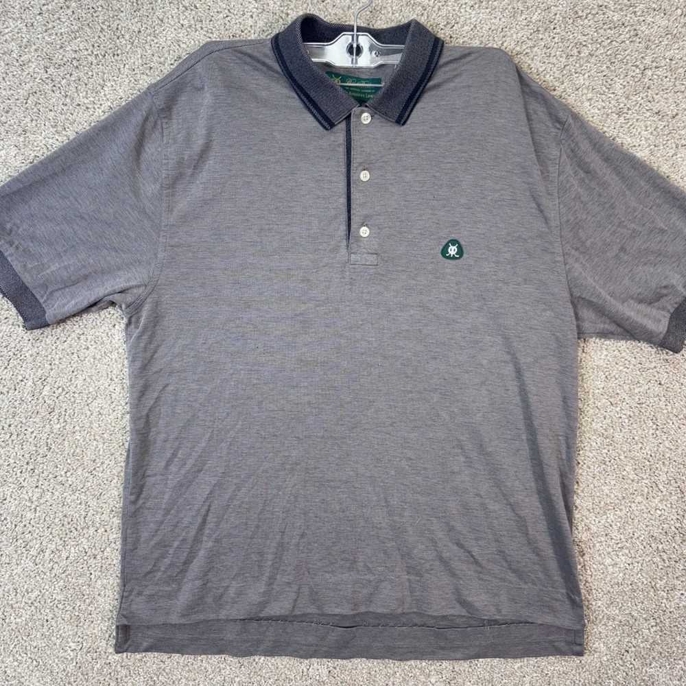 Brooks Brothers Polo Shirt Mens Medium St Andrews Links Grey Golf EUC